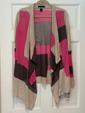 NWT INC International Concepts Pink & Beige Open-Front Draped Sweater